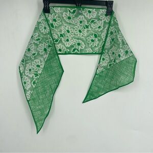 Vintage 70s Japan Baar & Beards Japanese Kelly Green Floral Long Scarf Wrap 60s